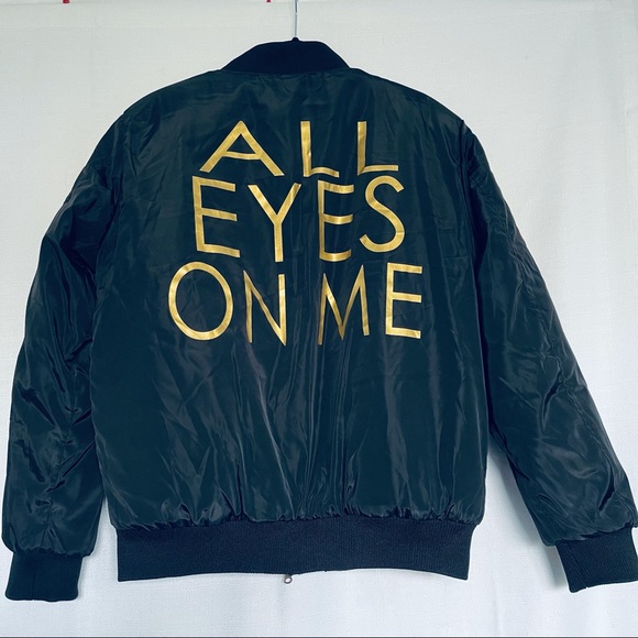 Tupac Black Gold All Eyes On Me Bomber Jacket - Picture 6 of 10